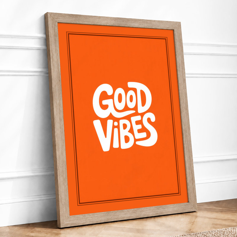 Good Vibes Typography - Framed Print, A1 - 84.1 x 59.4 cm, Oak