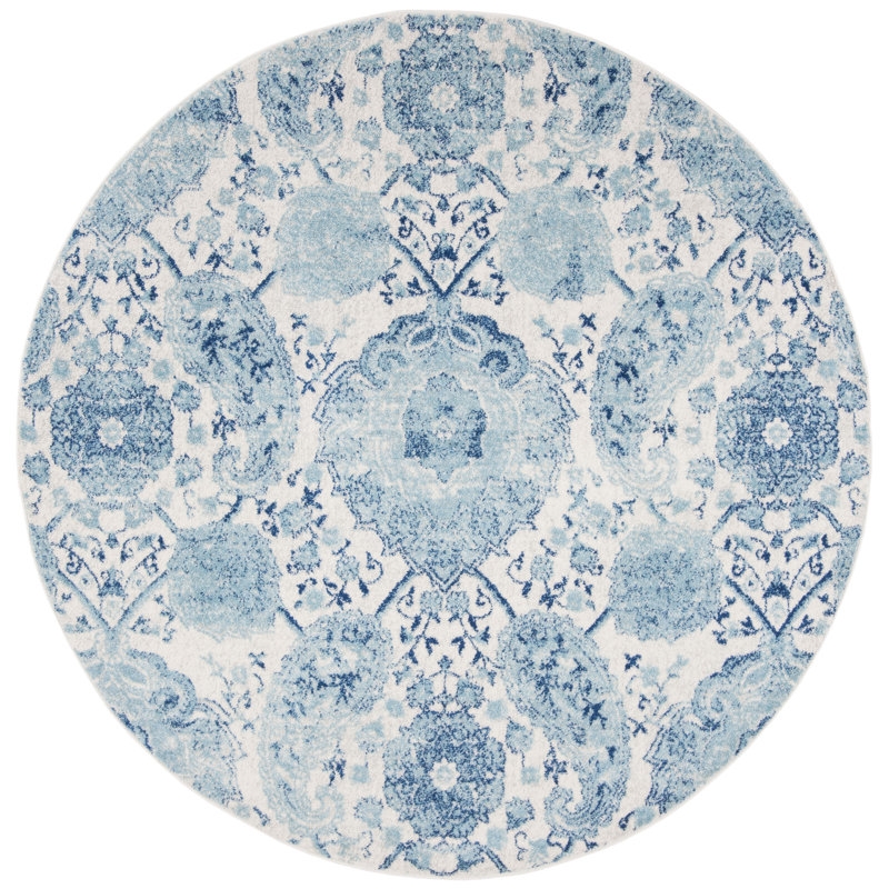 Tapis performance à motif cachemire Mitch, Rond 5 pi 3 po