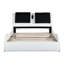 Base de lit en similicuir blanc grand lit, plateforme avec lumières à DEL, contrôle de la musique, massage par vibration, conception de courbe, support à lattes de bois, sans sommier, charge, éclairage à limite de charge de 600 lb, fonction