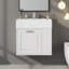 Meuble-lavabo mural 21,8 po avec lavabo, armoire flottante murale, grand tiroir, tablette réglable, porte-papier hygiénique, système de fermeture en douceur-126230276