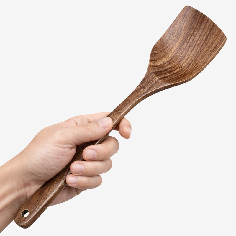 Cheer Collection Teak Wood Cooking Spatula with Comfortable Handle