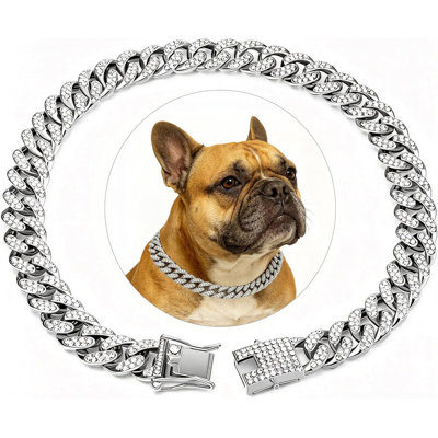 Chaîne pour chien en or, collier pour animal de compagnie en métal clouté avec boucle sécurisée, accessoires de collier pour animal de compagnie de luxe pour petits et grands chiens et chats