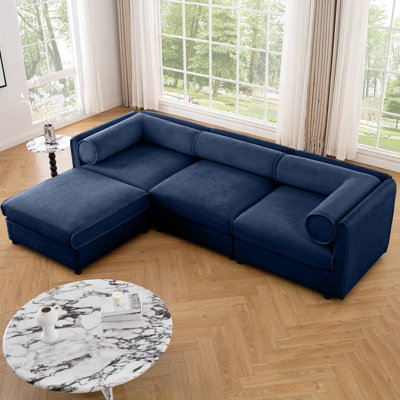 Canapé modulaire en L rembourré avec repose-pieds avec rangement en L