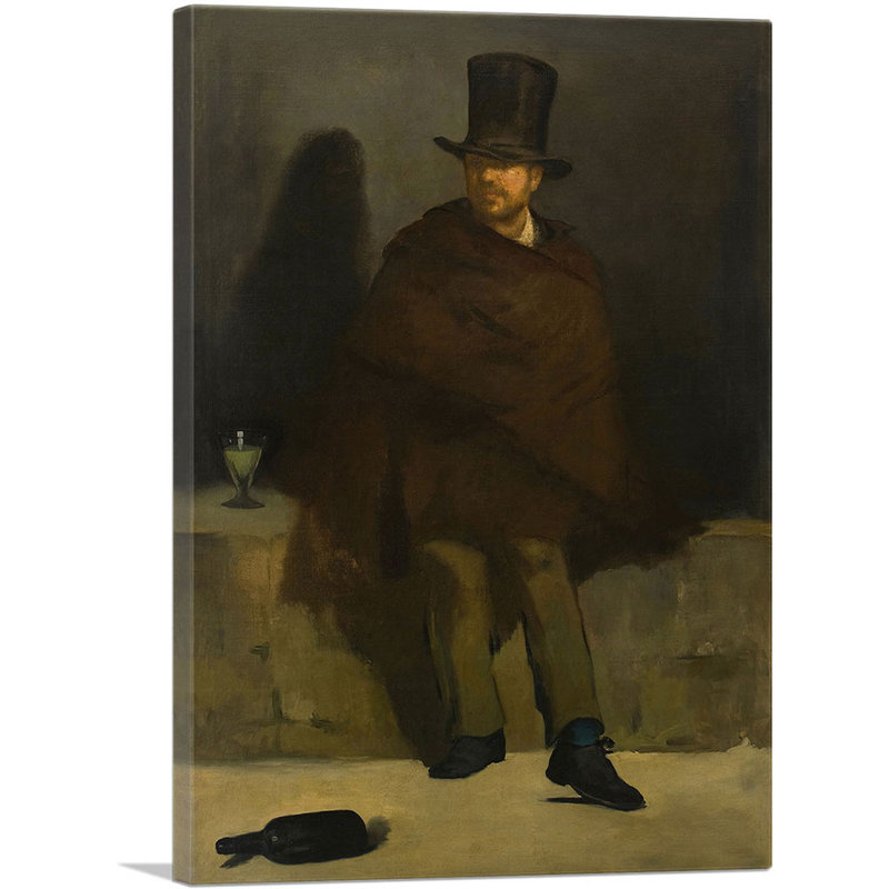 «The Absinthe Drinker 1859» par Édouard Manet, reproduction d'art sur toile tendue, H 40 po x l 26 po x P 0,75 po
