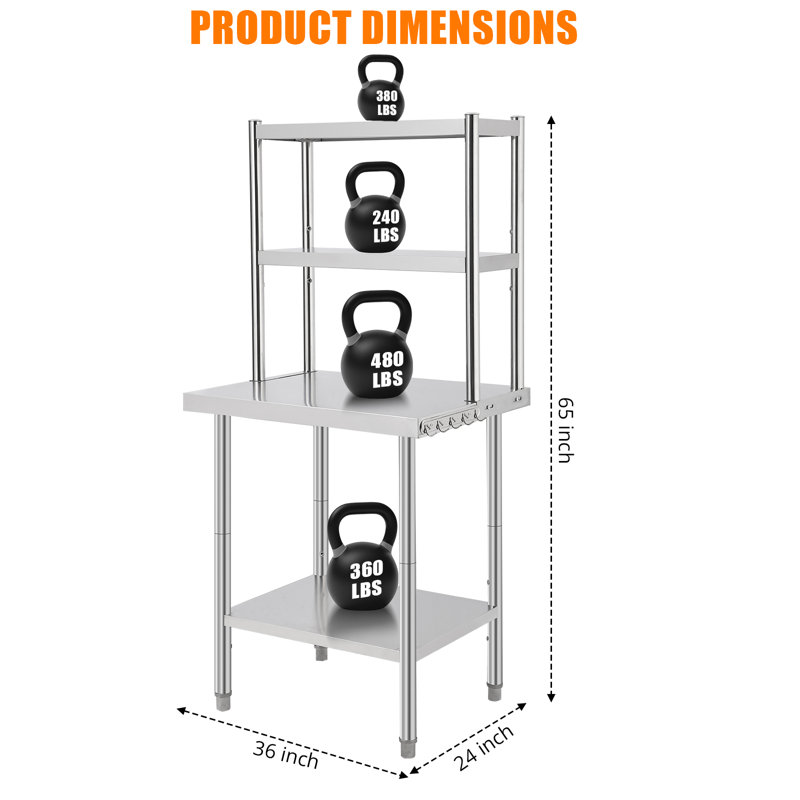 Stainless Steel Storage Rack, 165.1cm H x 91.4cm W x 61cm D