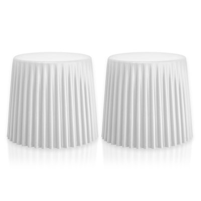 Scandinavian Transitional Stackable Round Storage Basket Stool, Indoor Outdoor Plastic Accent Ottoman, Striped Design Side Chair for Dining Room, Kitchen, Bedroom, Patio, Office, and Hotel Use