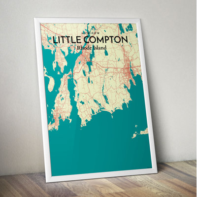 'Little Compton City Map' Graphic Art Print Poster in Tricolor