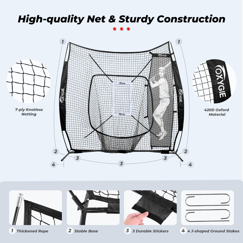 Baseball Softball Hitting Pitching Batting Practise Net With Batting, Black
