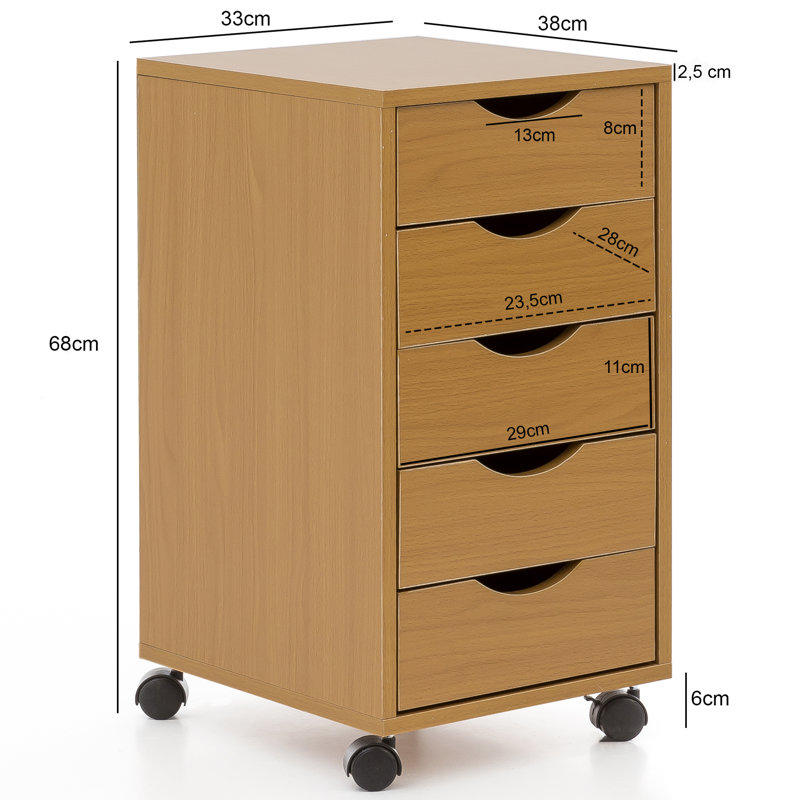 Holford 33cm Wide 5 -Drawer Mobile File Cabinet
