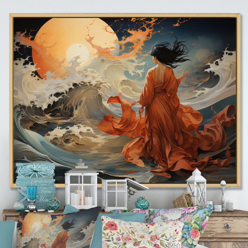 Asian Art Whispering Winds - impression, Cadre naturel flottant, H 12 po x l 20 po x P 1 po