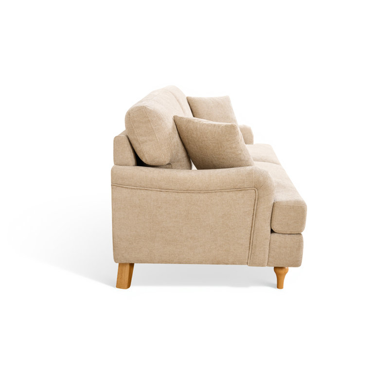 Hamilton 3 Seater Chenille Sofa, Beige Chenille
