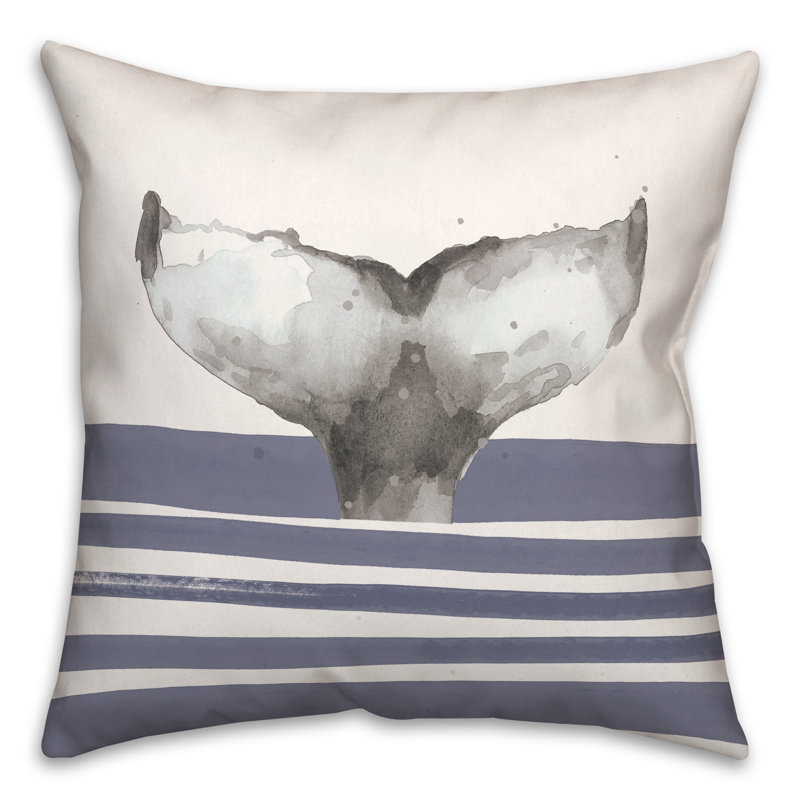  Housse et insert de coussin carré Whale Tail, Bleu marine
