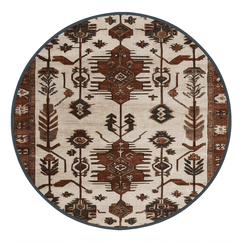 Tapis brun lavable à la machine, Rond 6 pi