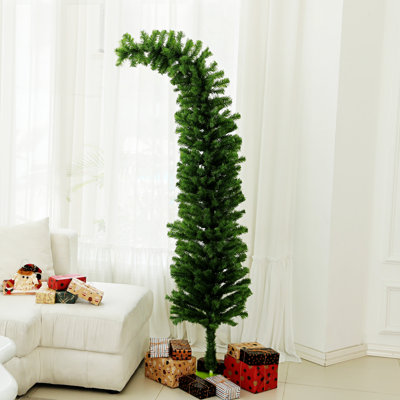 Arbre de Noël fantaisiste au crayon, arbre de Noël artificiel mince avec plateau pliable, 400 pointes de branches et base en métal, décoration de fête intérieure