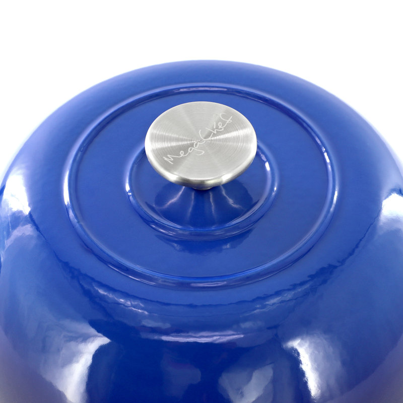 Pot à pain en fonte émaillé 6 pintes en bleu avec tapis de cuisson MegaChef