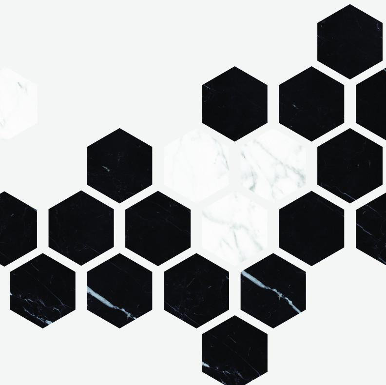 Murale géométrique hexagonale, l 96 po x L 144 po, Noir / Blanc