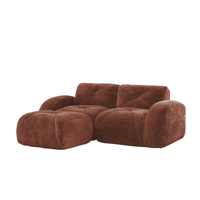 Modular Ottoman Velvet Sofa, Red Brown