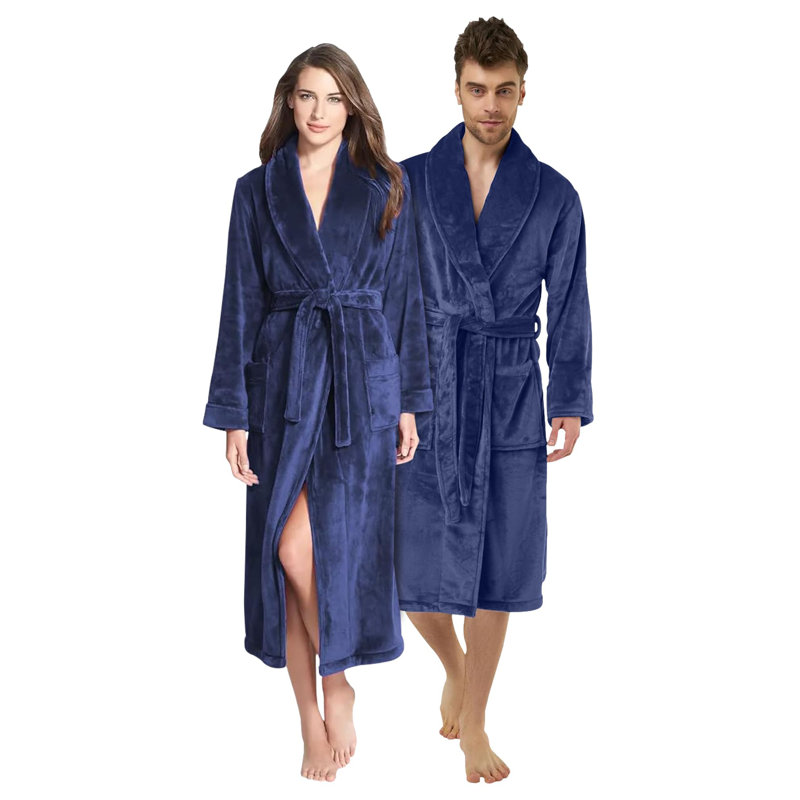 Peignoir mi-mollet avec poches Ridaan, Bleu marine
