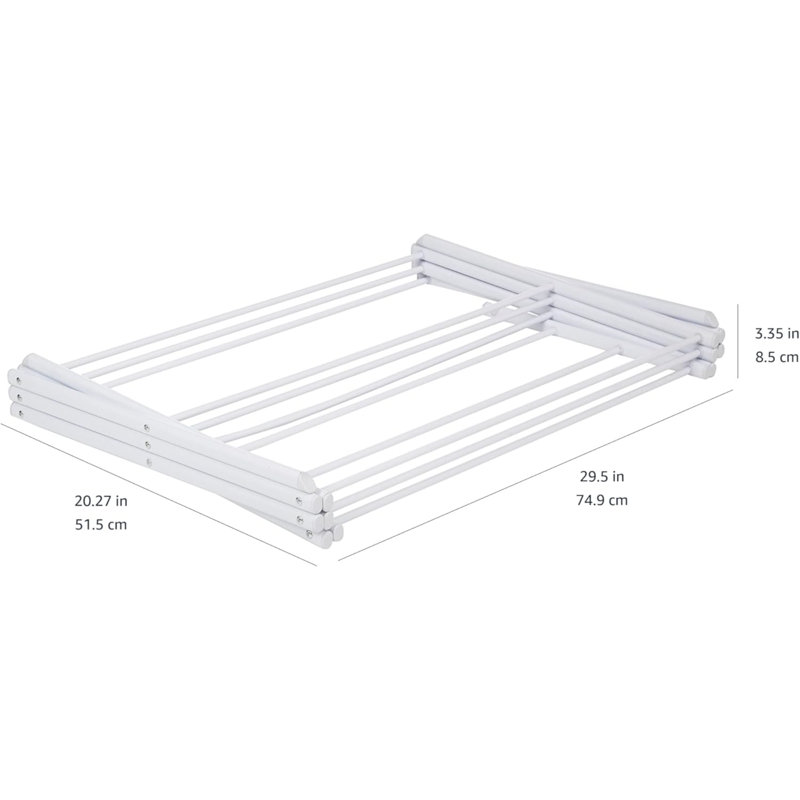 Foldable Portable Laundry Rack For Air Drying Clothing, Indoor Outdoor Use - 14.5" D X 29.5" W X 41.8" H, White