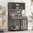 71" Dog Crate Furniture with 2 Drawers, Dog Kennel with Hutch, Lockable Doors, Heavy Duty Pet House-1723494324