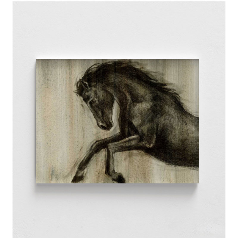 «Dynamic Stallion II» par Ethan Harper, décor de cheval noir, œuvre de ferme rustique, idée de cadeau équestre très grand, art de cheval qui court