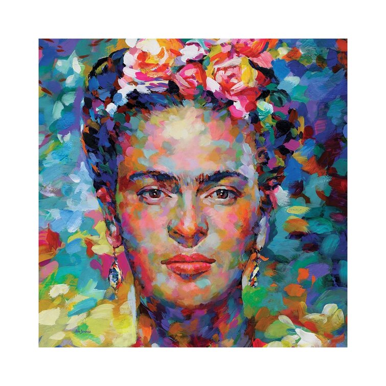 Frida Kahlo by Leon Devenice - Wrapped Canvas East Urban Home Format: Black Framed Canvas, Matte Color: No Matte, Size: 26 H x 26 W x 1.5 D