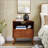 Mid Century Modern Nightstand with Fluted Hollow Door Panel, Built-in 2 AC Outlets & 2 USB Charging Ports, P2 Eco MDF Solid Wood Legs, 1 Drawer & Open Storage Shelf Easy Assembly