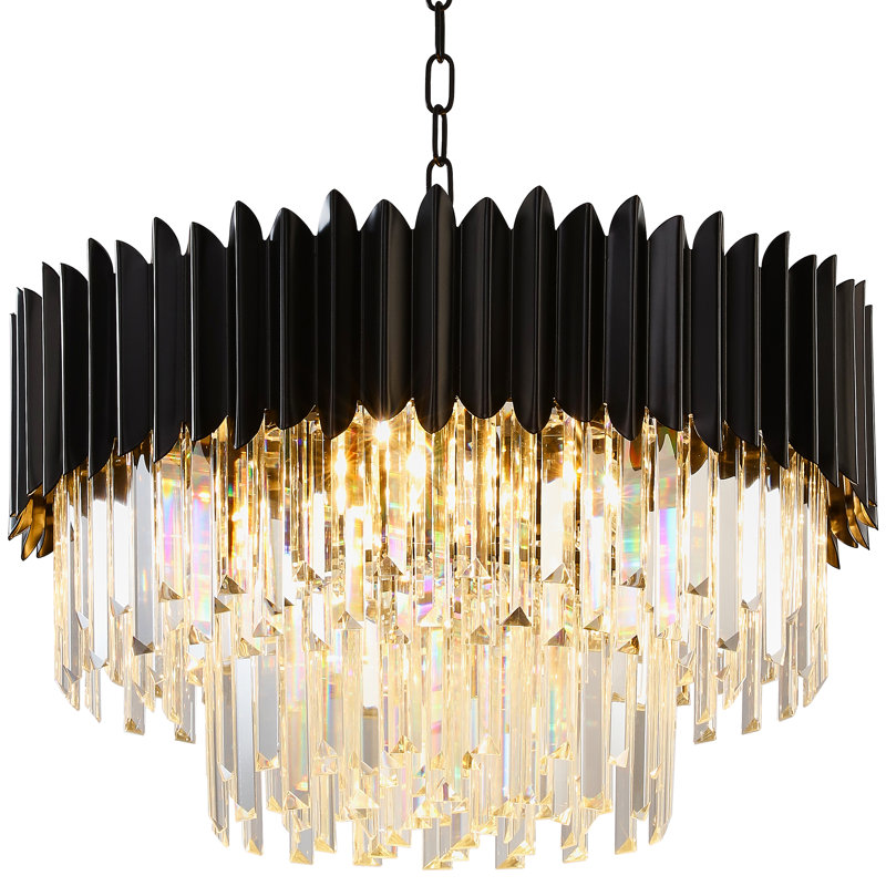  House of Hampton® Tiered Crystal Chandelier Light, 2 Tiers, 8 Lights, 25" H x 25" W x 9.4" D