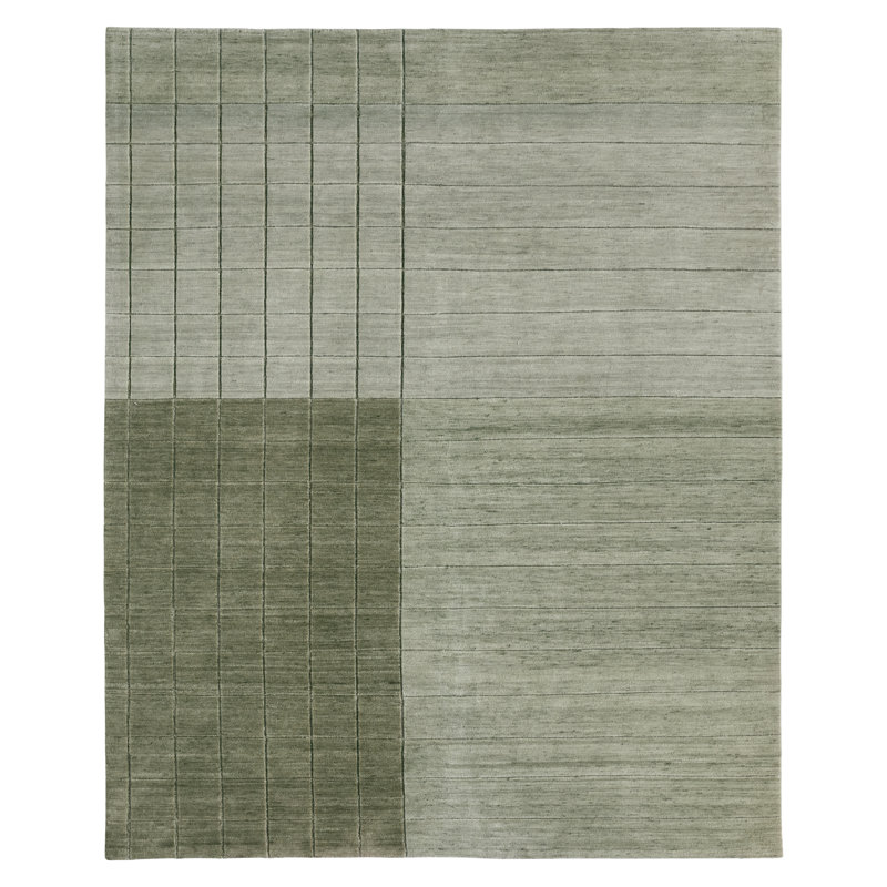 Jaipur Living Dommel LNM01 Handknot Geometric Ivory/Tan Area Rug (6'X9'), Green, Rectangle 10' x 14'
