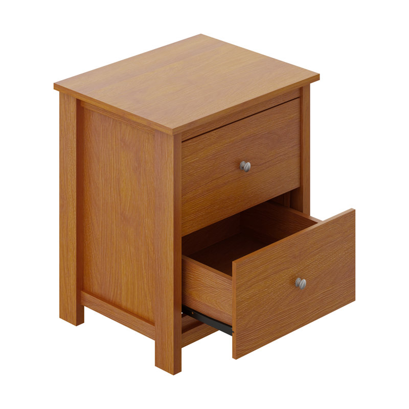 Isenbert 21.9" 2 Drawer Nightstand, Amber Walnut