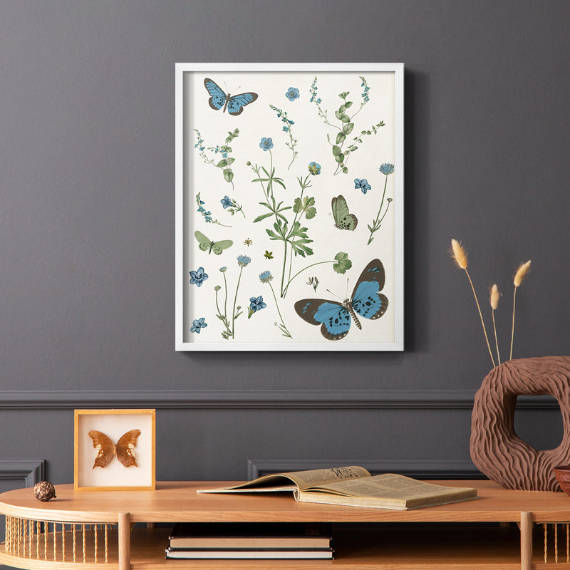 «Botanical Page I», reproduction encadrée - bois massif, Blanc, H 14 po x l 11 po