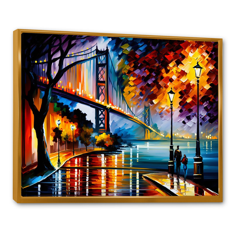 «Colorful San Francisco I», art mural sur toile Cityscapes, H 24 po x l 32 po x P 1 po, Cadre flottant doré
