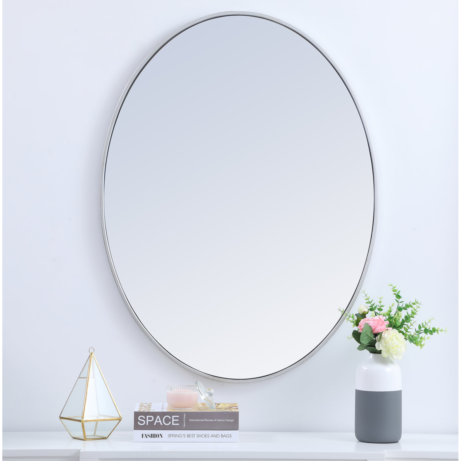 Sabine Accent Mirror, Silver, 30" H x 40" W