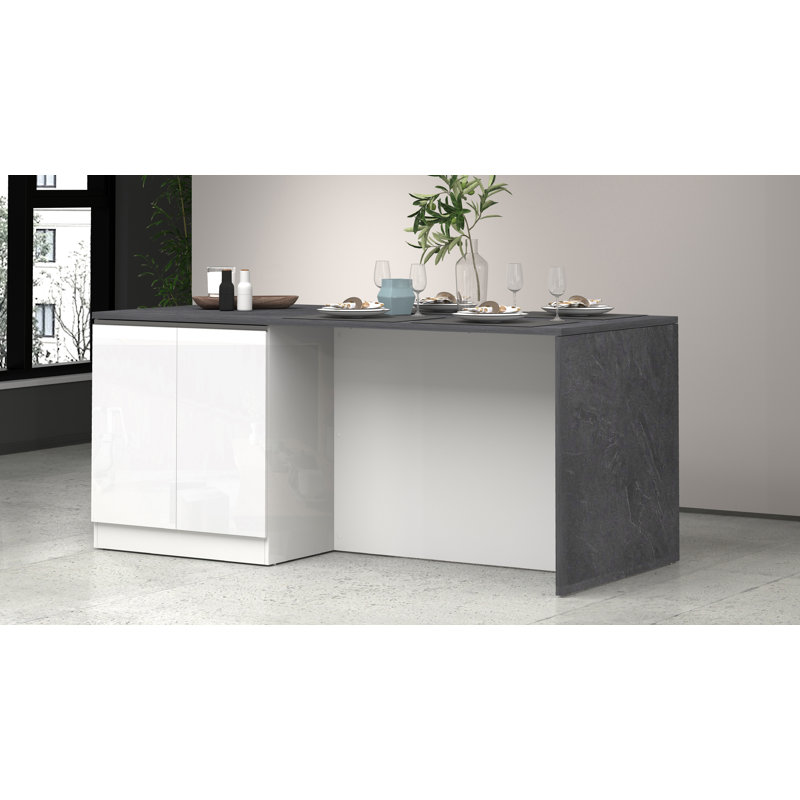 Sadrac Wood Kitchen Island, White/Grey