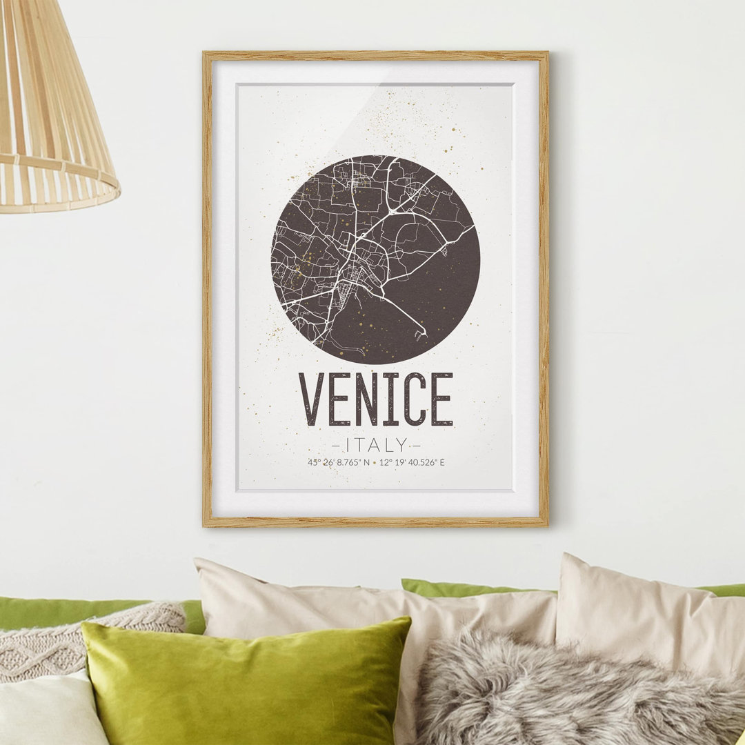 Poster Retro Venedig Straßenkarte