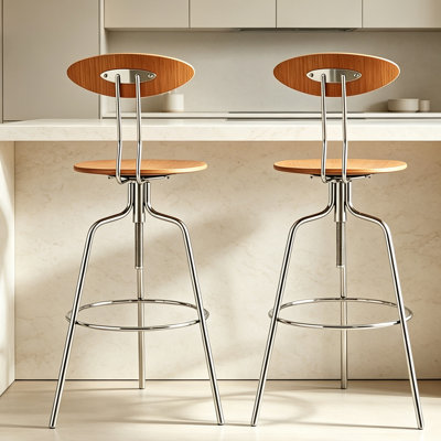 Chaise d'appoint à dossier bas en noyer (ensemble de 2)