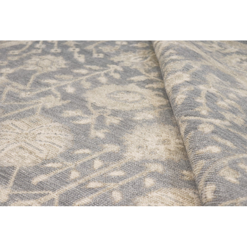 Tapis bleu en laine Oushak