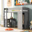 Lit mezzanine simple moderne avec placards gris, bureau et 2 armoires-508618673