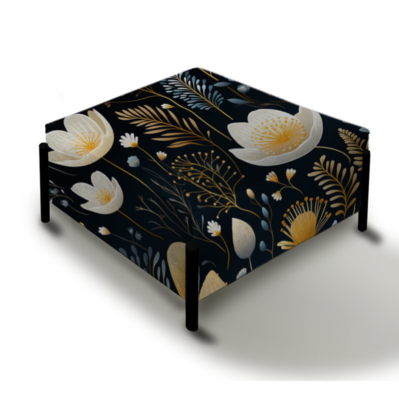Motif floral serein côtier - Grand repose-pieds carré floral