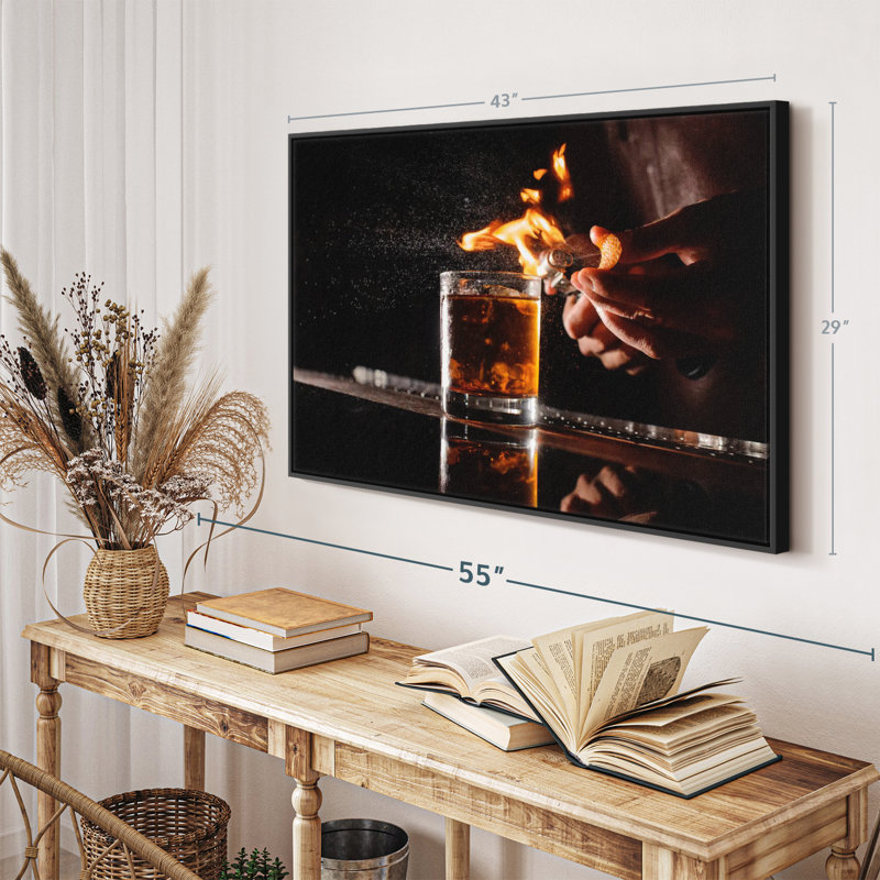 "Impression sur toile de verre whisky flamboyant", H 29 po x l 43 po