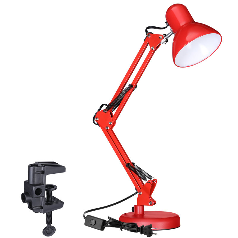 Lampe de bureau réglable en métal avec bras pivotant Stelly, Rouge