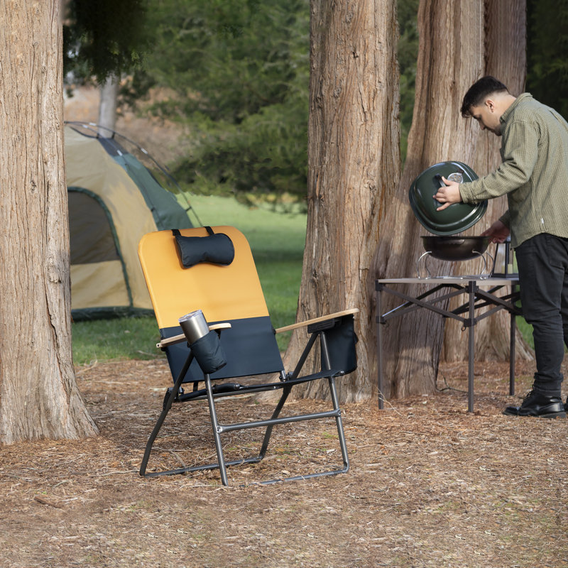 Selkirk XXL Comfort Outdoor Chair with Oversized Cup Holder - Gray & Orange