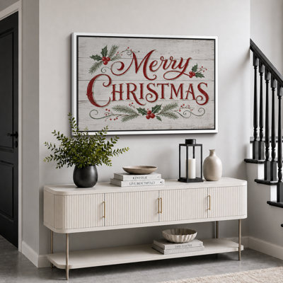 «Merry Christmas Holiday», art d'entrée, impression sur toile encadrée, impression sur toile