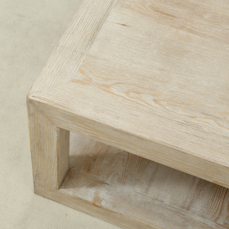 Peking Ming  Square Coffee Table with Weathered Whitewash, 15" x 50" x 50"
