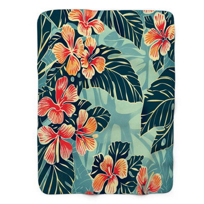 Hawaiian Textiles - Couverture sherpa de qualité supérieure 1 pièce