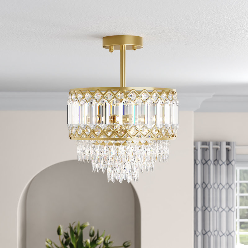 Lustre encastré en cristal 3 lumières Everby, Bronze