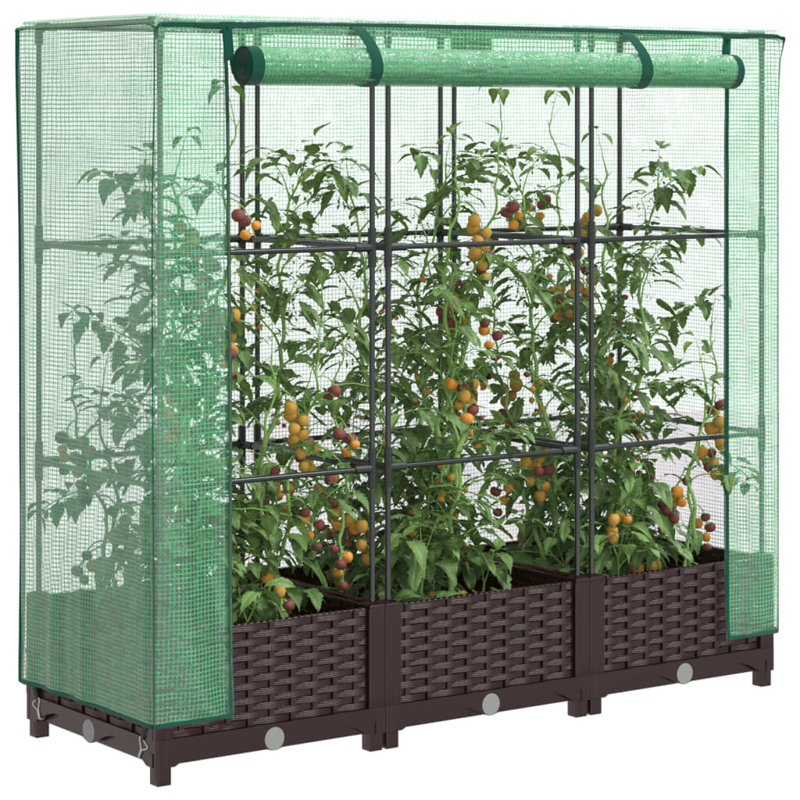  Lit surélevé brun, polypropylène vert, polyéthylène, fer, H 48,4 po x l 47,2 po x P 15,7 po, Brun