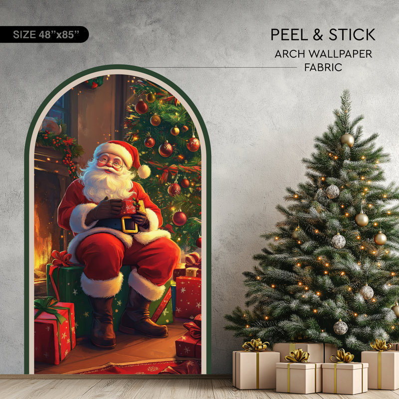 Décalcomanie de Noël, père Noël autocollant non-mural, H 48 po x l 28 po