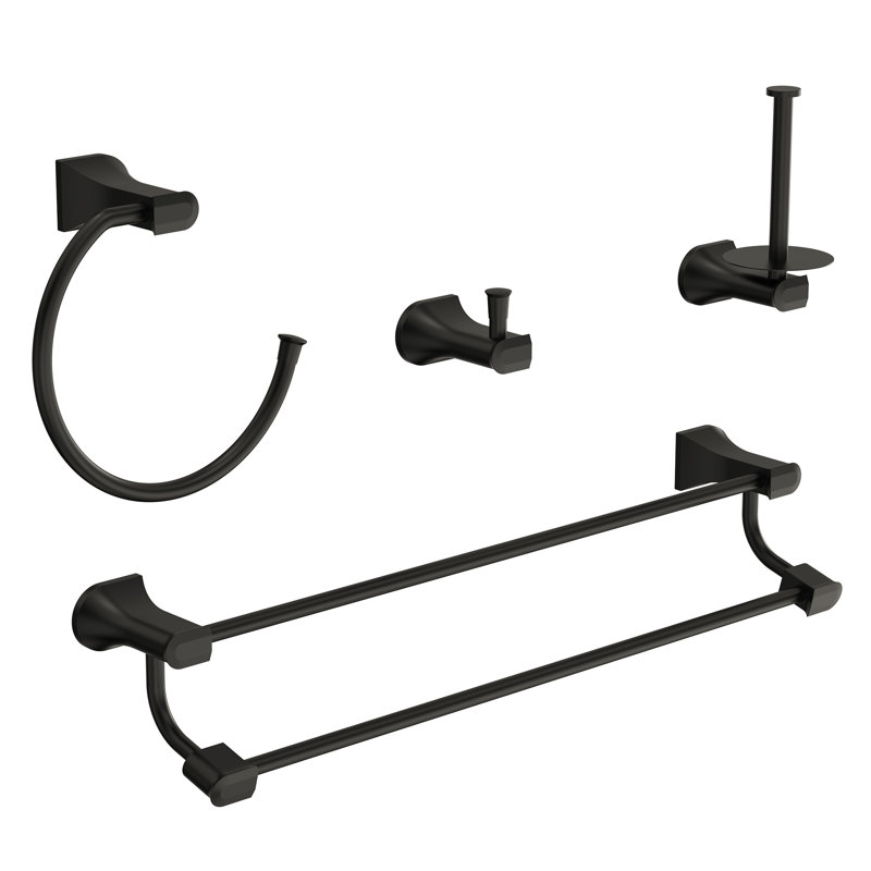 4-Piece Bathroom Hardware Set, Matte Black