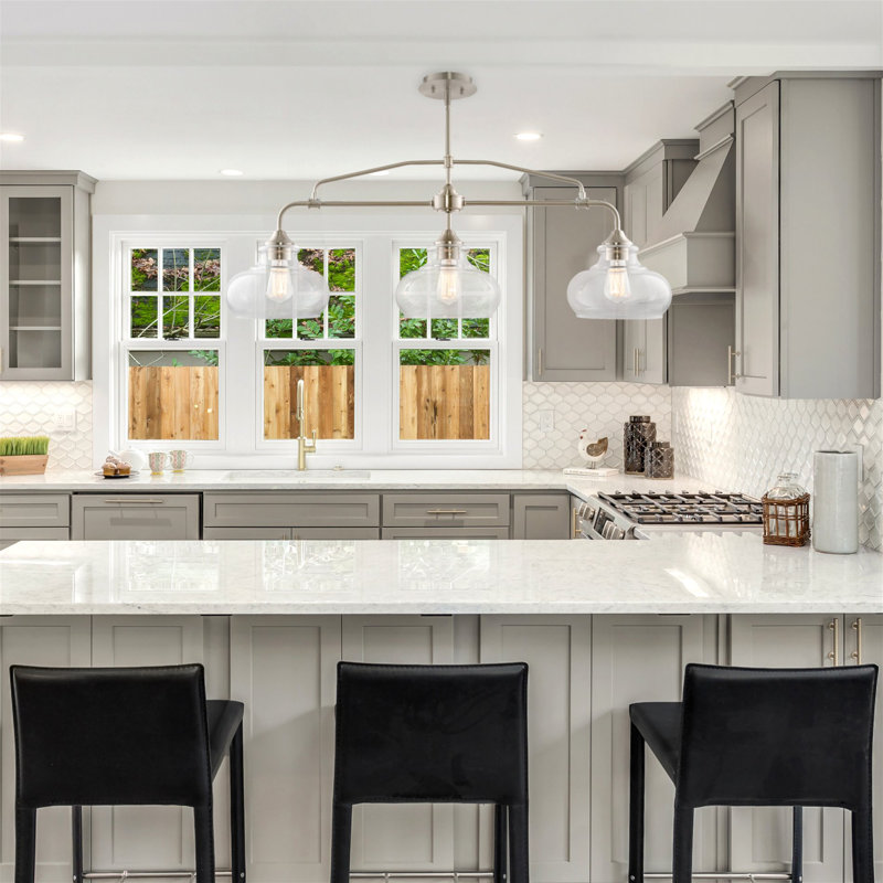 Luminaire suspendu pour îlot de cuisine à 3 lumières Fultonham